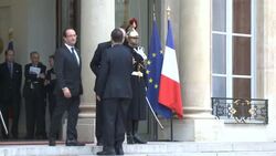 Hollande and Fabius greet head of Syria opposition coalition News Clip
