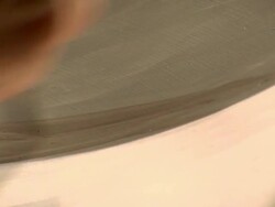 CU TD Human hand painting on canvas / Vancouver, British Colombia, Canada Stock Footage