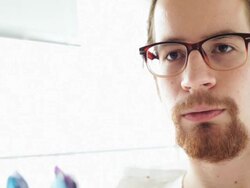 Man acts as mannequin for fashion designer Stock Footage