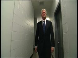President Bill Clinton walks into the convention hall of the 2000 DNC Convention News Clip