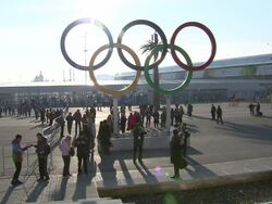 Olympic Rings Structure In Olympic Park News Clip