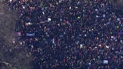 Aerials of Women's March in London News Clip