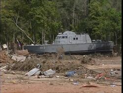 Destruction and beached police boat in Phuket News Clip