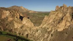 Aerial Oregon Smith Rock Stock Footage