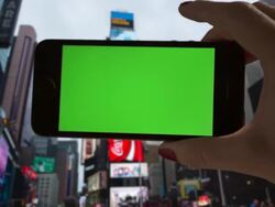 Selfie Green screen Chroma key Time Square Female One Person Stock Footage