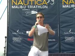 ATMOSPHERE - Award ceremony at Nautica Malibu Triathlon Presented by Equinox on 9/8/13 in Malibu, CA. Stock Footage