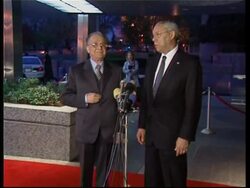 Romanian President with Powell and Rumsfeld News Clip