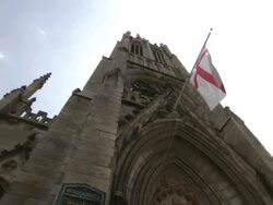 WS DS View of  cathedral steeple  / New York City, New York, United States Stock Footage