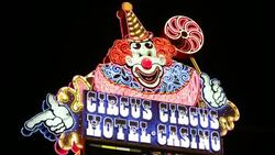 The Circus Circus hotel in Las Vegas, Nevada, USA at night. Stock Footage