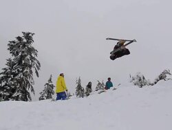 A skier doing a jumping trick. - Slow Motion Stock Footage