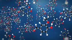 Atoms float in front of a blue background. Stock Footage