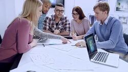 Startup team caught in a debate Stock Footage