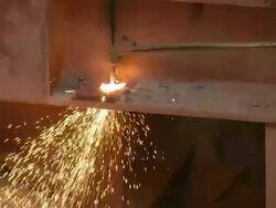 CU Metal panel being cut by gas cutter / Taben-Rodt, Rhineland-Palatinate, Germany Stock Footage