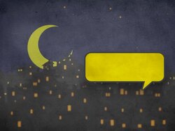 City And Speech Balloon In Night Stock Footage