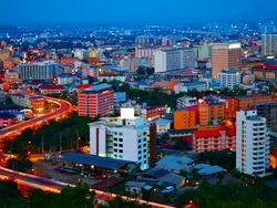 Twilight over city Stock Footage