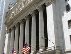 MS ZO View of Reveal in the New York Stock Exchange / New York City, New York State, USA  Stock Footage