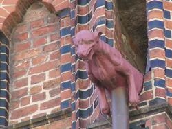 CU PAN  Gargoyle at the Old Stralsund Brick Town Hall  Stock Footage