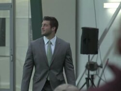 Tim Tebow gives first Jets press conference Stock Footage