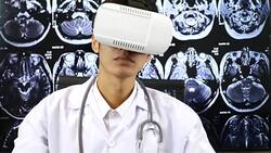 Male Doctor using Virtual reality, Healthcare And Medicine Concept Stock Footage