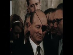 SYND 6-1-74 KISINGER and DAYAN MEETING AND PRESS CONFERENCE ON PEACE TALKS IN GENEVA Instructional Video