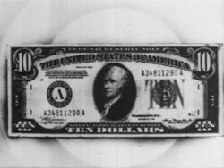 Federal Reserve districts identified on ten dollar bill Stock Footage
