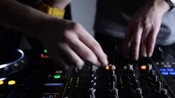 DJs and mixer. Close up Stock Footage
