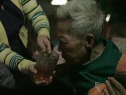 Elderly man receives medical care Stock Footage