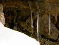 Icicles dripping, Parque Natural Sierra Nevada, Andalucia, Spain Stock Footage