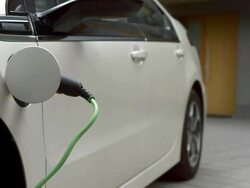 HD: Charging An Electric Car At Home Stock Footage