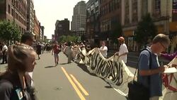 Protesters 'Wall Off' Trump Outside RNC Arena News Clip