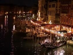 WS HA LD Grand Canal at Night / Venice, Italy Stock Footage
