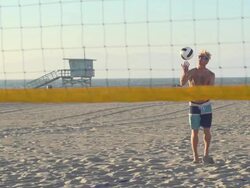 Man playing beach volleyball. - Slow Motion - filmed at 240 fps Stock Footage