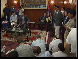 CAMBODIA: HUN SEN SPEAKS FOR FIRST TIME IN PUBLIC SINCE HIS TAKEOVER News Clip