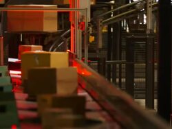 Parcel Scanner Station in Distribution Center Stock Footage