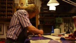 the shoemaker make a shoe Stock Footage