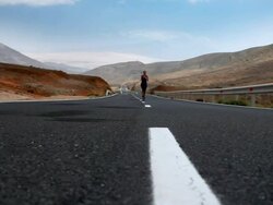 Running in mountains Stock Footage