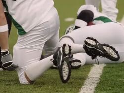 SLO MO, CU, PAN, American football players in action, Staten Island, New York, USA Stock Footage