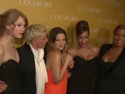 Taylor Swift, Ellen DeGeneres, Drew Barrymore, Dania Ramirez, Queen Latifah at the COVERGIRL Cosmetics' 50th Anniversary Party at West Hollywood CA. (Footage by WireImage Video/GettyImages) Stock Footage
