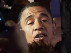 2008 CU US Senator Barack Obama greeting crowd of supporters at League of United Latin American Citizens (LULAC) convention during campaign for Democratic Party nomination for President on July 8, 2008 / Washington DC, USA / AUDIO Stock Footage