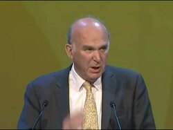 Vince Cable, Liberal Democrat Chancellor, speech to the Liberal Democrat Party Conference 2009 Stock Footage