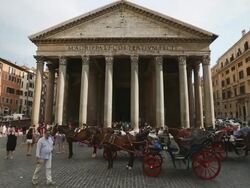Pantheon Temple in Rome and botticella horse Stock Footage
