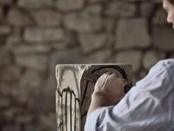 Stonemason carving Stock Footage