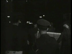 The Berlin Wall being built at night Stock Footage