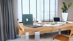 Interior design of creative working table Stock Footage