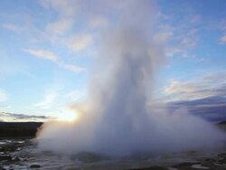 WS View of erupting Geyser Strokkur / Iceland Stock Footage