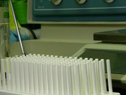 Syringing plasma, University of Washington, Seattle, USA Stock Footage