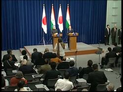 Japanese and Indian PM hold news conference following talks News Clip