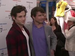 Penn Badgley and Matthew Settle at the Jonathan Adler For 7 For All Mankind Launch Party at New York NY. (Footage by WireImage Video/GettyImages) Stock Footage