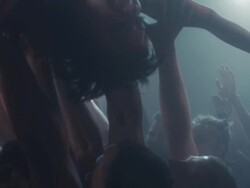 SLO MO performer crowd surfing in nightclub / New York, New York Stock Footage