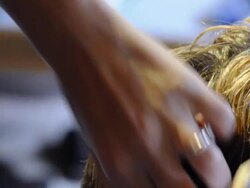 Stylist cutting woman's hair - salon close-up (HD720p) Stock Footage